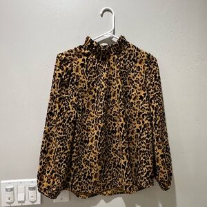 J. Crew leopard Print Blouse in Black and Tan